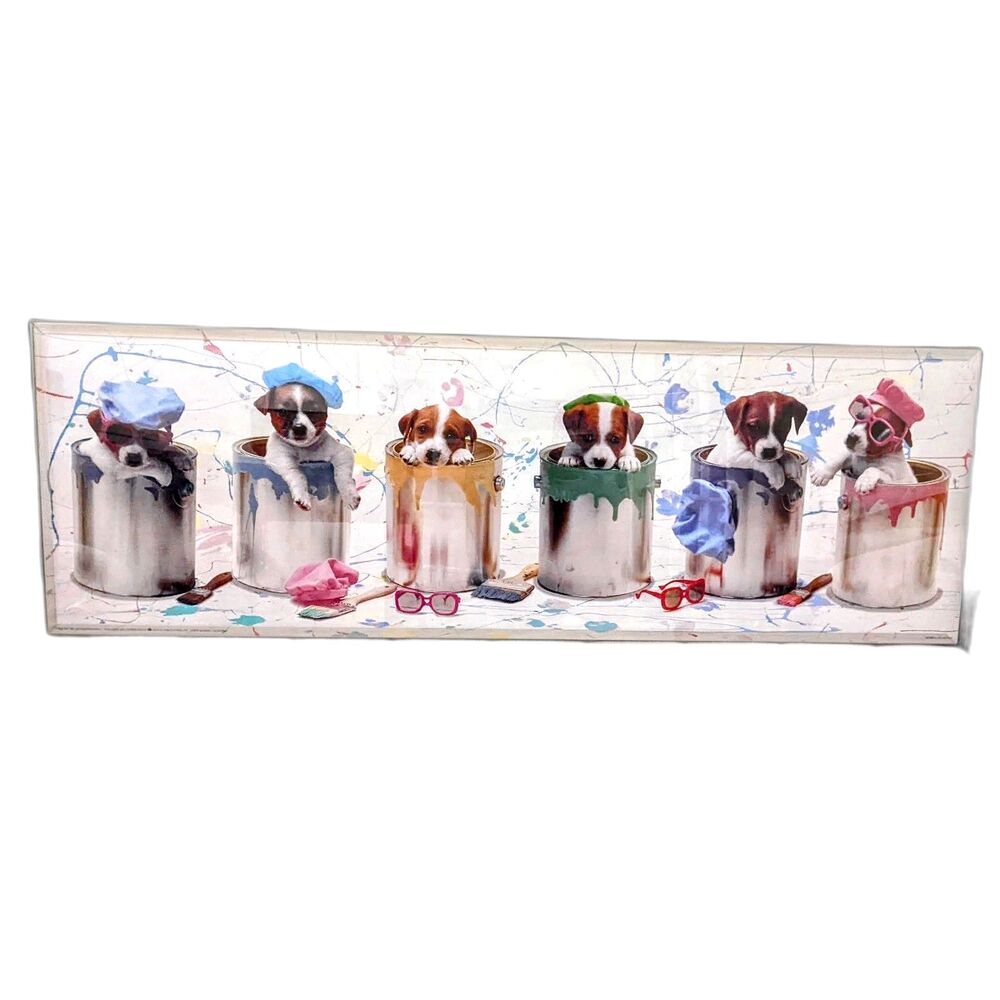 Puppy Dogs in Colorful Paint Cans Wall Art